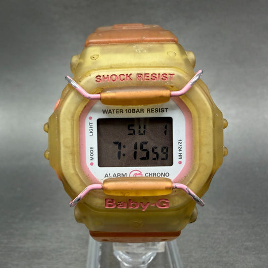 Casio baby G Watch Women 41mm Digital Clear Case Octagon Alarm Chrono New Batt0