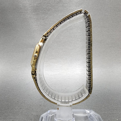 Seiko Watch Women 17mm Champagne Dial Gold Tone Rectangle 2y005b49 New Battery6