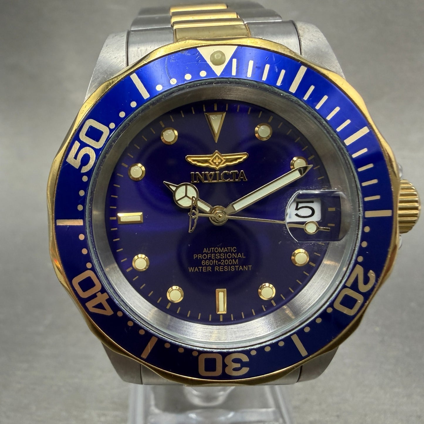 Invicta Pro Diver Watch Men 40mm Blue Dial Two Tone Date Automatic 8928 Runs0