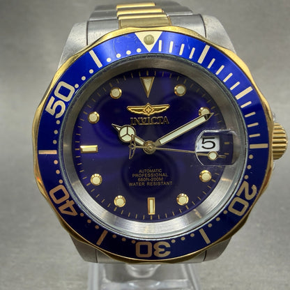 Invicta Pro Diver Watch Men 40mm Blue Dial Two Tone Date Automatic 8928 Runs0