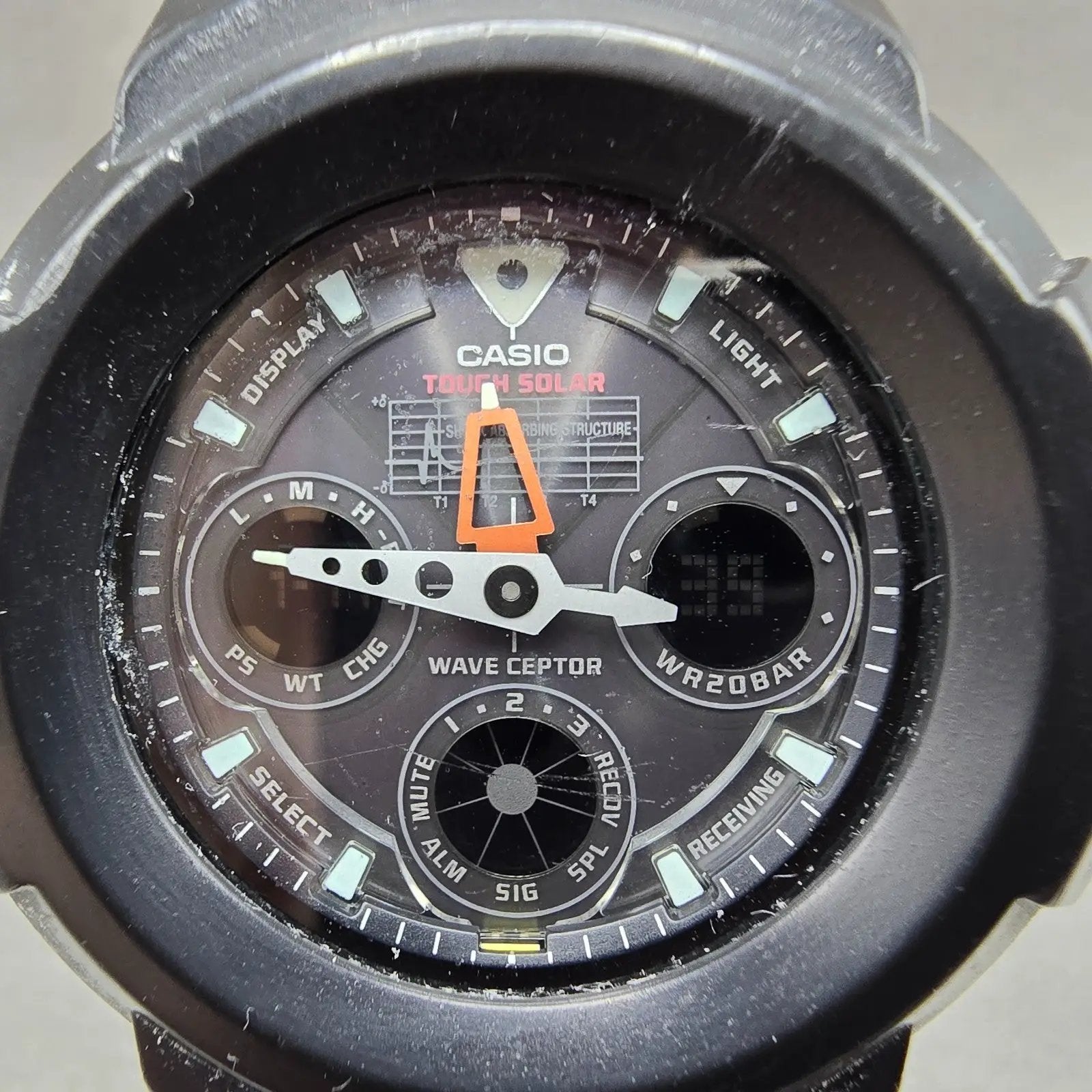 Casio G-Shock AWG-500J Watch Men 48mm Black Dial Black Alarm Chronograph Solar1