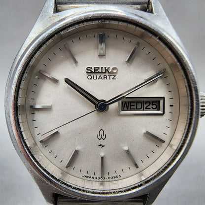 Seiko Watch Women 27mm White Dial Silver Tone Daydate Round 43030030 New Batt1