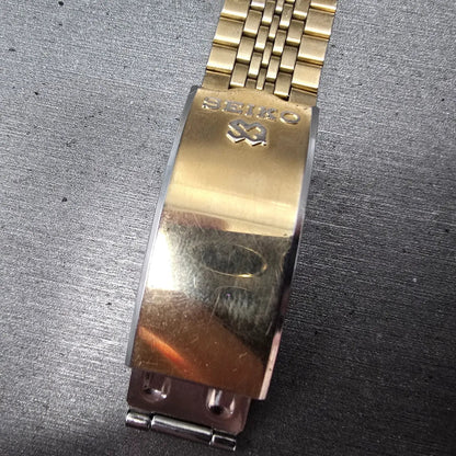 Seiko Bracelet 19mm Stainless Steel Gold Tone Tri Folding Clasp Vintage Japan Z23