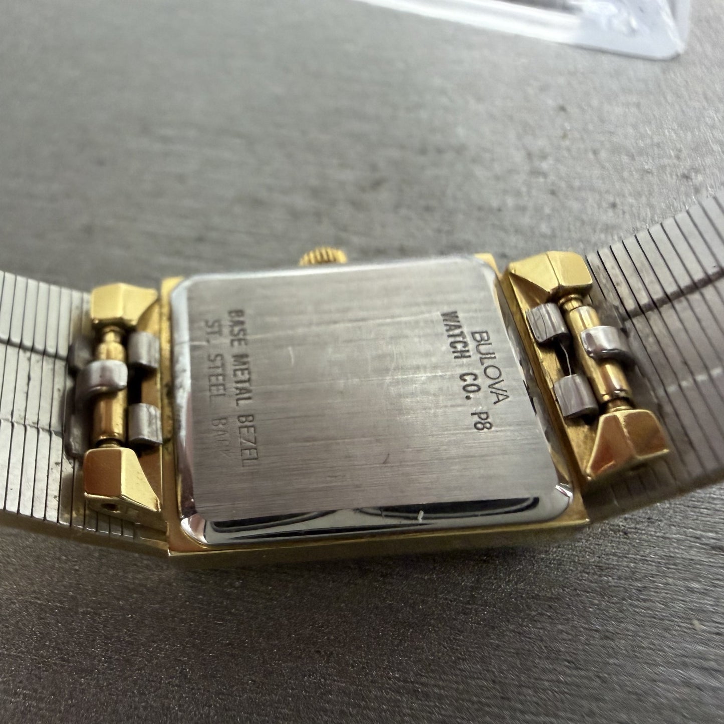 Bulova Tank Watch Women 16mm Black Dial Gold Tone Rectangle P8 New Battery9