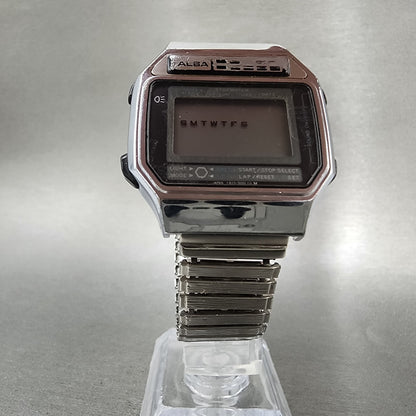 Seiko Alba Digital Watch Men 36mm Silver Tone Alarm Chronograph Y8235000 PARTS6