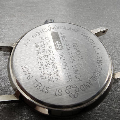 Mondaine Ecoquartz Watch Women 33mm White Dial Silver Tone Round PARTS7