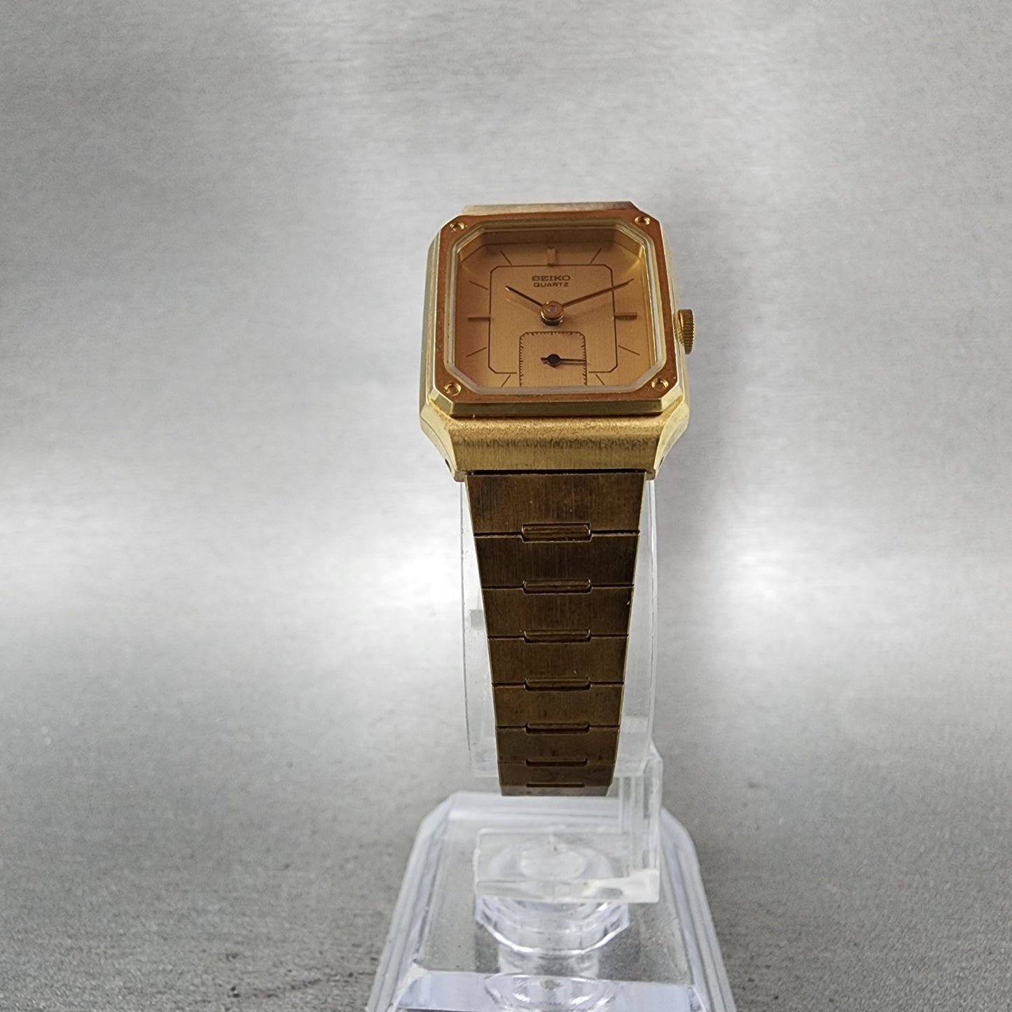 Seiko Tank Watch Women 20mm Champagne Dial Gold Tone 14285089 New Battery5