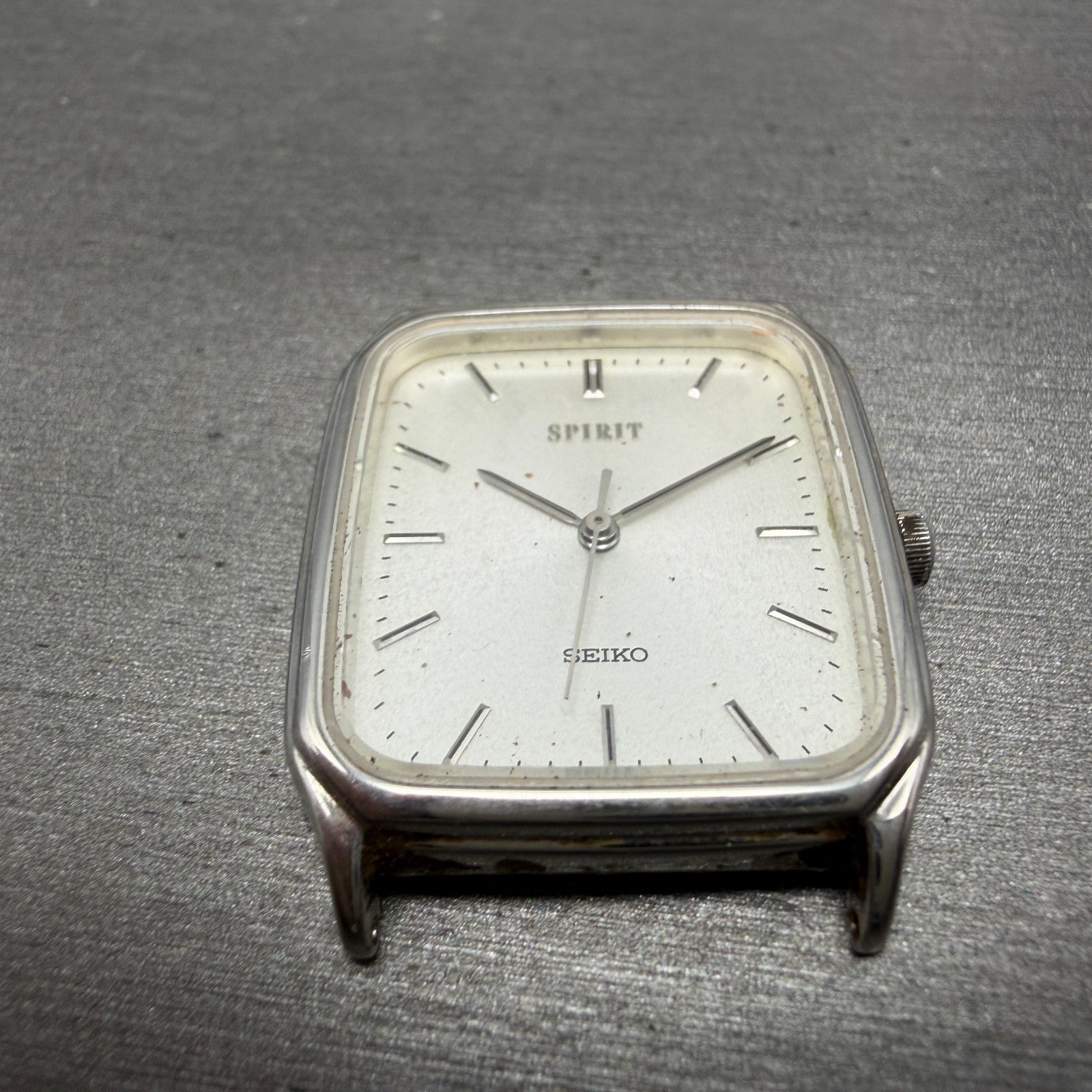 Seiko Spirit Tank Watch Men 27mm Silver Dial Silver Tone 5E31-5B50 PARTS3