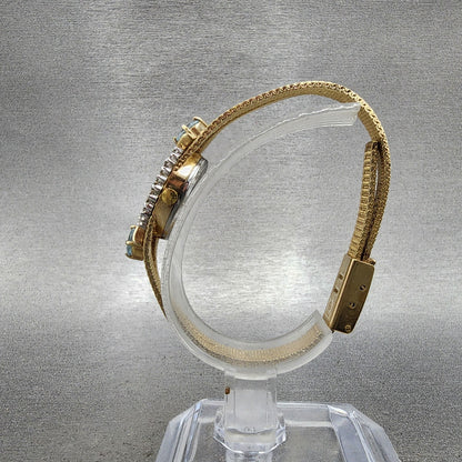 Armitron Deauville Diamond Watch Women 15mm Gold Dial Gold Tone Oval New Battery6