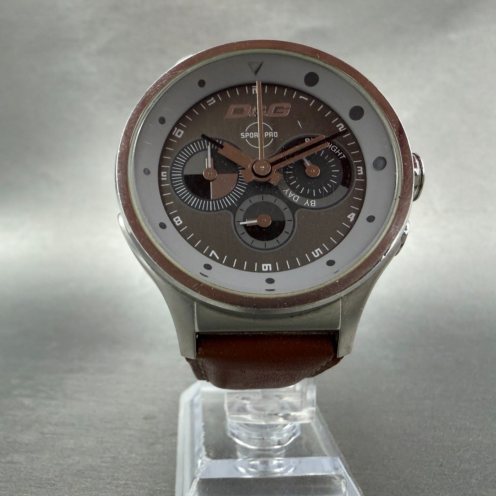 Dolce&Gabbana Sport Pro Chrono Watch Men 43mm Gray Dial Silver Tone New Batt5