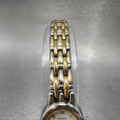 Seiko Watch Women 17mm White Dial Two Tone Oval V4001029 New Battery4