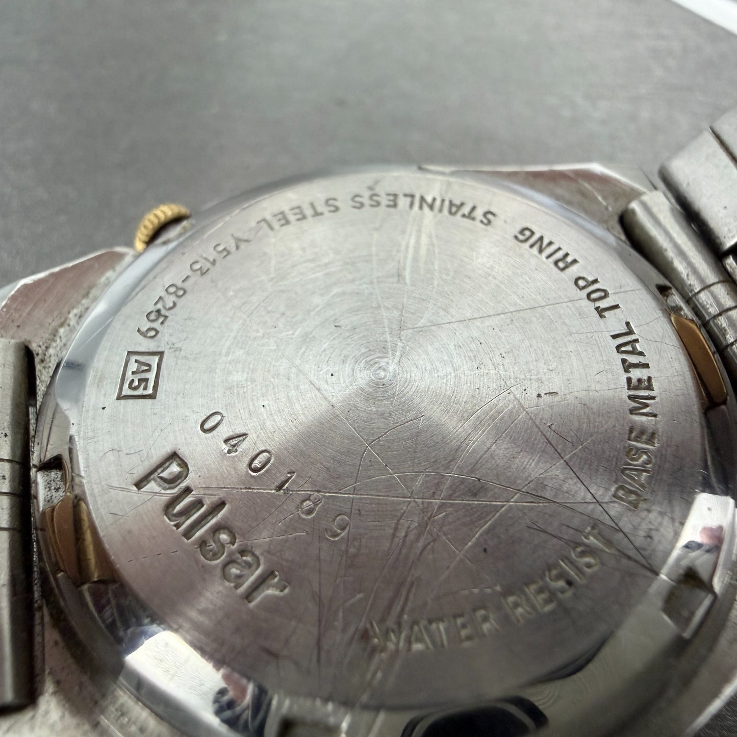 Seiko Pulsar Watch Men 36mm Champagne Dial Two Tone Daydate Y513-8259 NewBattery9