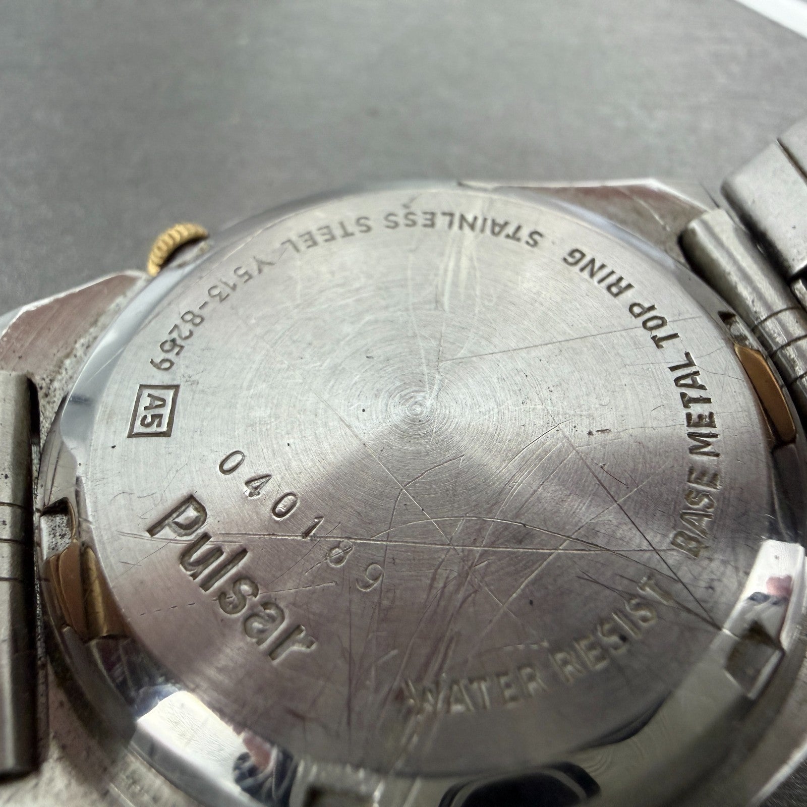 Seiko Pulsar Watch Men 36mm Champagne Dial Two Tone Daydate Y513-8259 NewBattery9