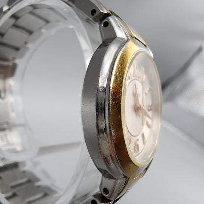 Bulova Watch Women Two Tone Silver Dial 27mm Round 98L153 New Battery 6"