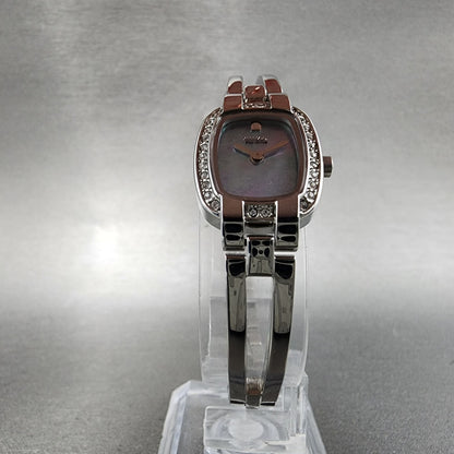 Citizen EcoDrive Watch Women 17mm MOP Dial Steel Rectangle Crystal Works6