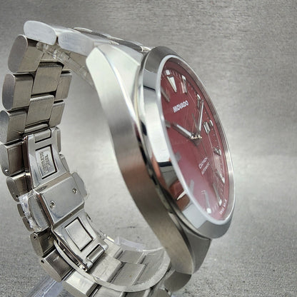 Movado Datron Watch Men 40mm Red Dial Silver Tone Date Automatic Round 36501944