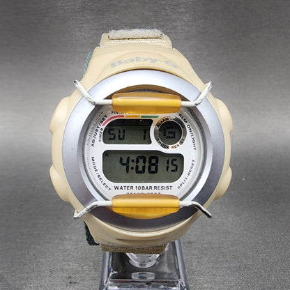 Casio baby G Watch Women 41mm Digital Cream Case Round Alarm Chrono New Battery0