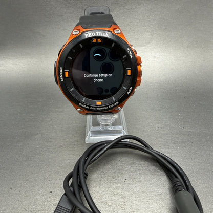 Casio Proterk WSD-F20 Smart Watch Men 58mm Black Orange Compass GPS works0