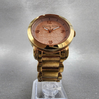 Michael kos Watch Women 34mm Rose Dial Rose Gold Tone Round MK3159 New Battery5