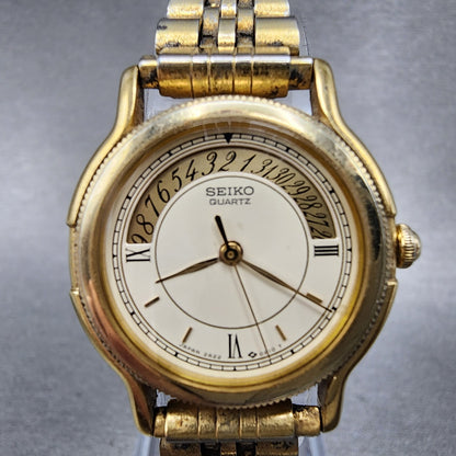 Seiko Watch Women 26mm Cream Dial Gold Tone Round 2A220A10 New Battery1