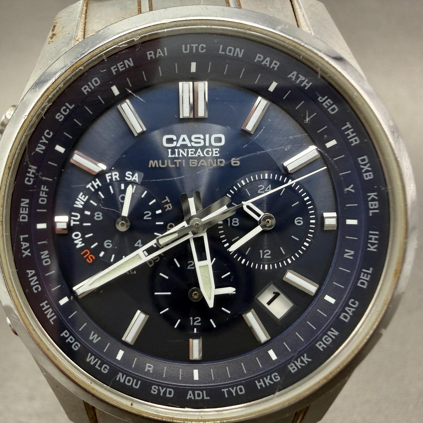 Casio Lineage LIW-M610 Watch Men 41mm Blue Dial Steel Date Chrono Solar Runs1