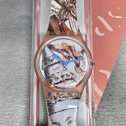 Swatch Masquerade Watch Men 34mm White Dial Pink Case GP105 New Battery NOS READ0