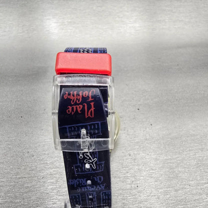Swatch TITI PARISIEN Watch Unisex 34mm Blue Dial Clear Case GK276 New Battery7