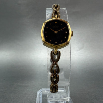 Seiko Watch Women 19mm Black Dial Gold Tone Octagon 1400-6430 New Battery5