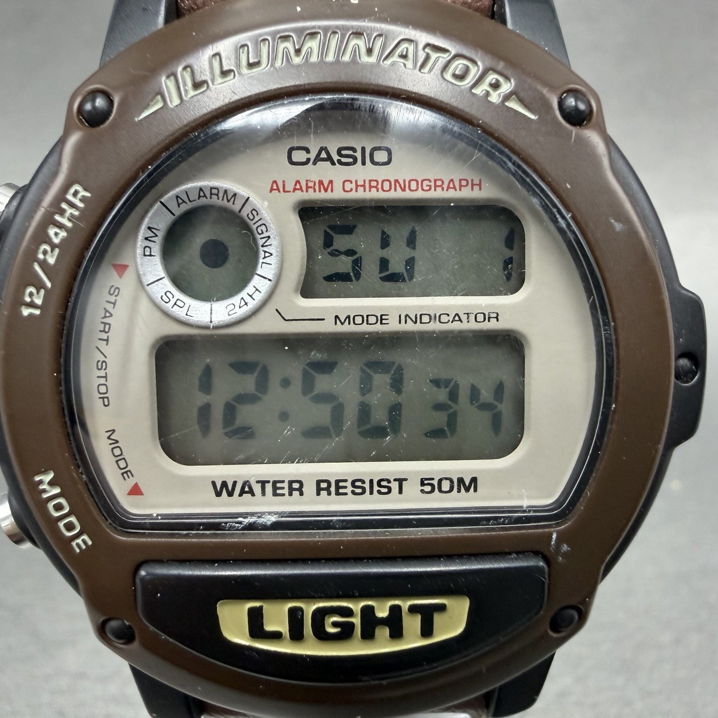 Casio Illuminator Watch Men 44mm Digital Brown Alarm Chrono W89H New Battery1