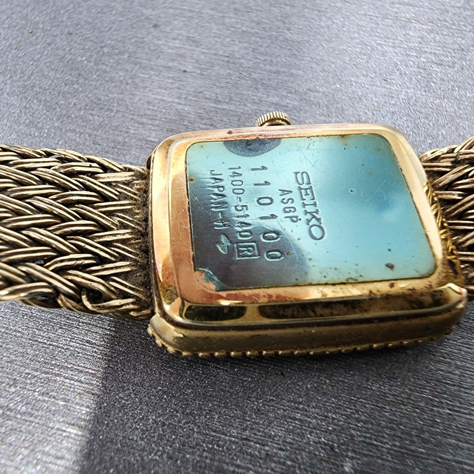 VTG Seiko Tank Watch Women 19mm Cream Dial Gold Plated Rectangle New Battery9