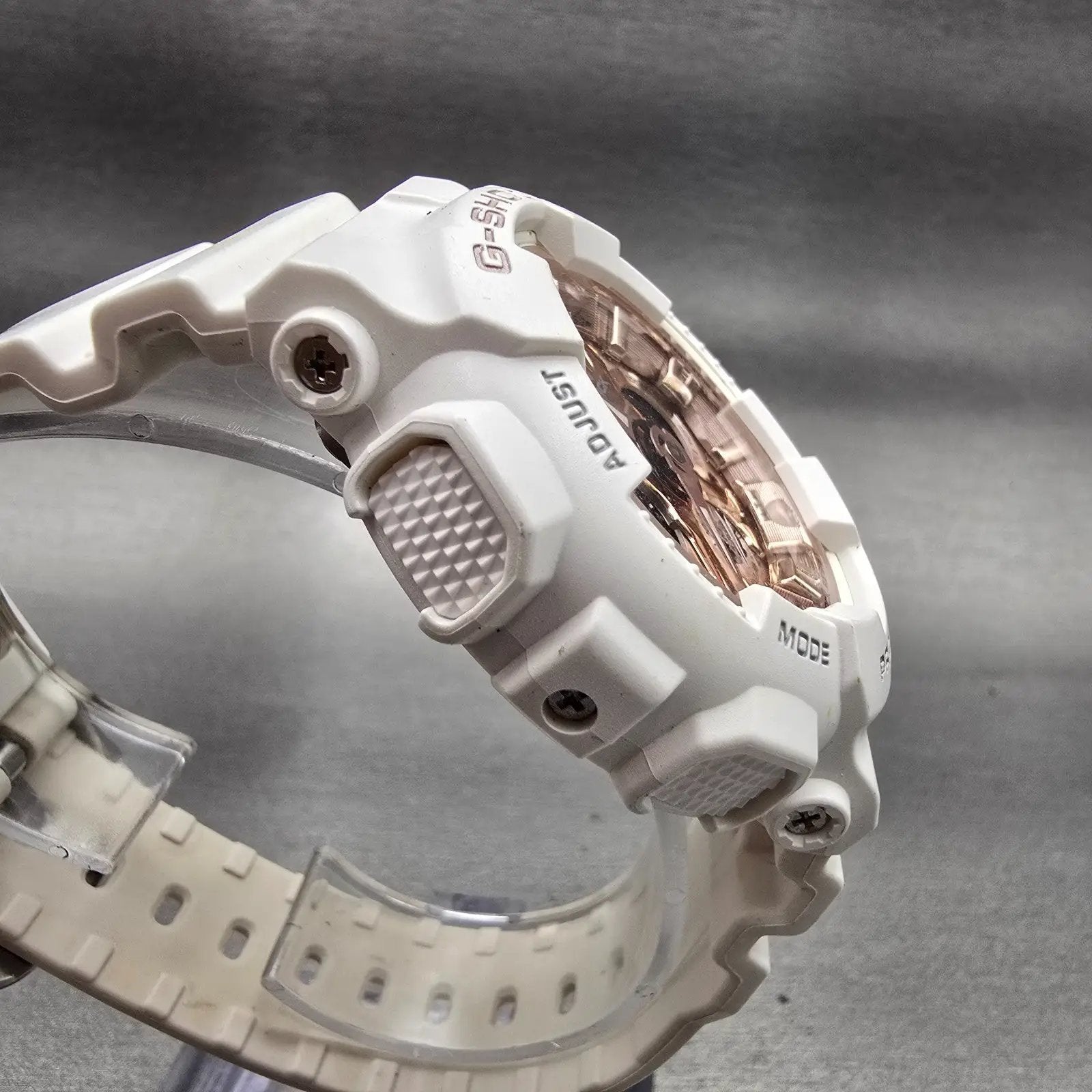 Casio G-Shock GMA-S120MF Watch Women 45mm Rose Gold White Chronograph New Batt3