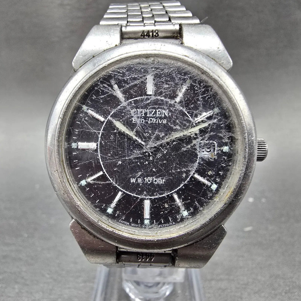 Citizen Eco-Drive Watch Men 36mm Black Dial Steel Date E111-S027161 Runs JDM0