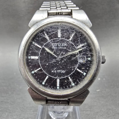 Citizen Eco-Drive Watch Men 36mm Black Dial Steel Date E111-S027161 Runs JDM0