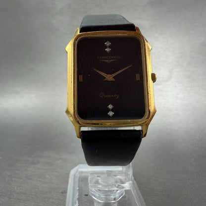 Longines Tank Watch Men 26mm Black Dial Gold Tone Rectangle PARTS Vintage6
