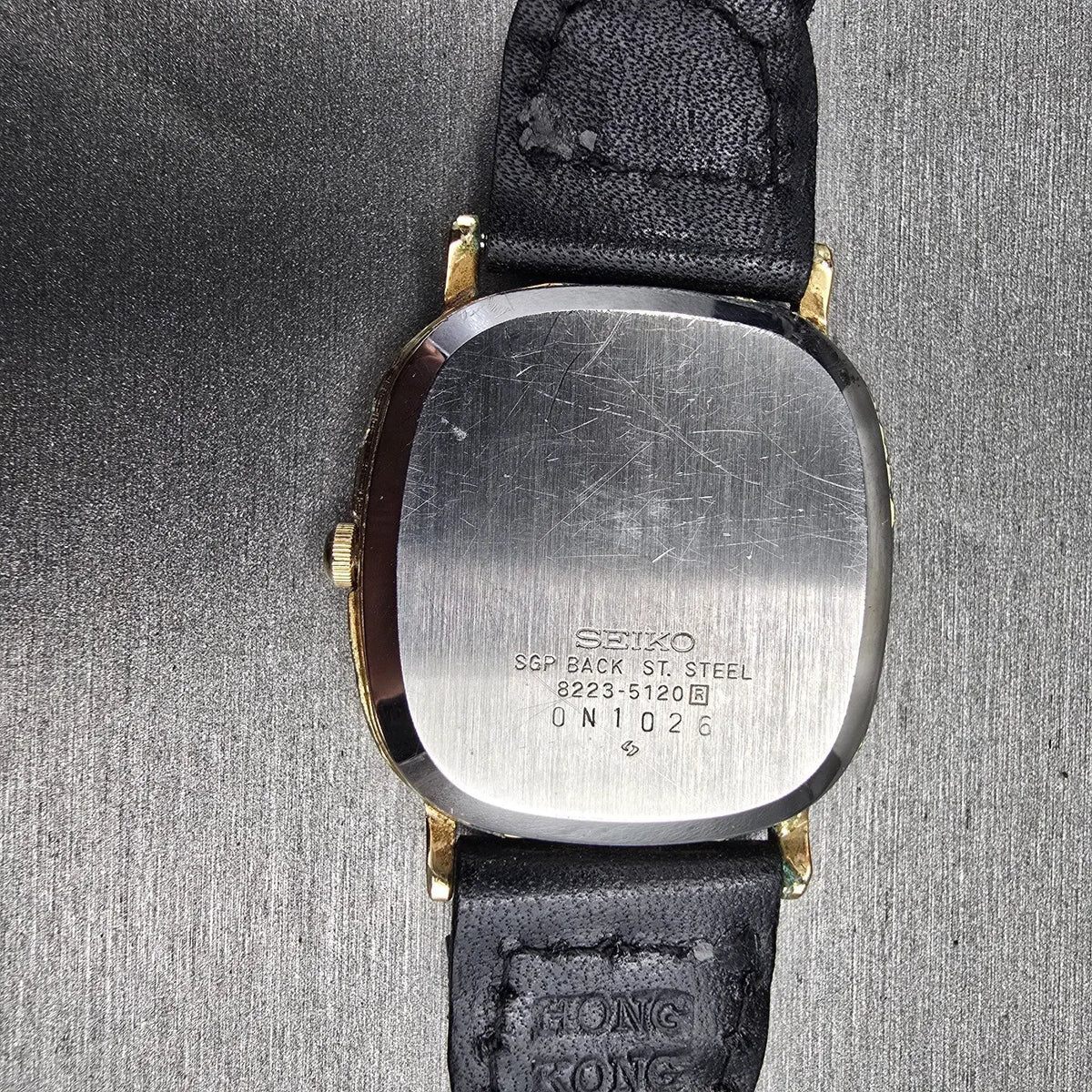 Seiko SQ Watch Men 31mm Gold Dial Gold Tone Daydate Rectangle 8223-5120 New Batt10