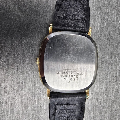 Seiko SQ Watch Men 31mm Gold Dial Gold Tone Daydate Rectangle 8223-5120 New Batt10