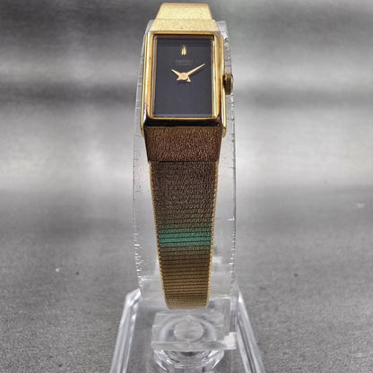 Seiko Tank Watch Women 12mm Black Dial Gold Tone Rectangle 2E20-5490 New Battery5