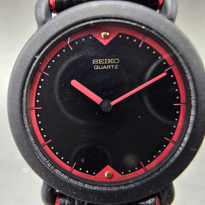 Seiko Watch Women 24mm Black Dial Black Tone Round 2c20-0409 New Battery NOS VTG1