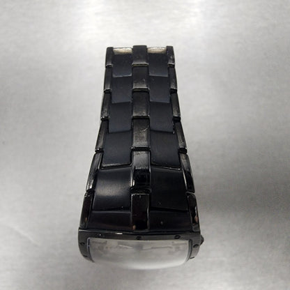 Skagen Tank Watch Women 27mm Silver Dial Black Case Daydate Rectangle New BAtt