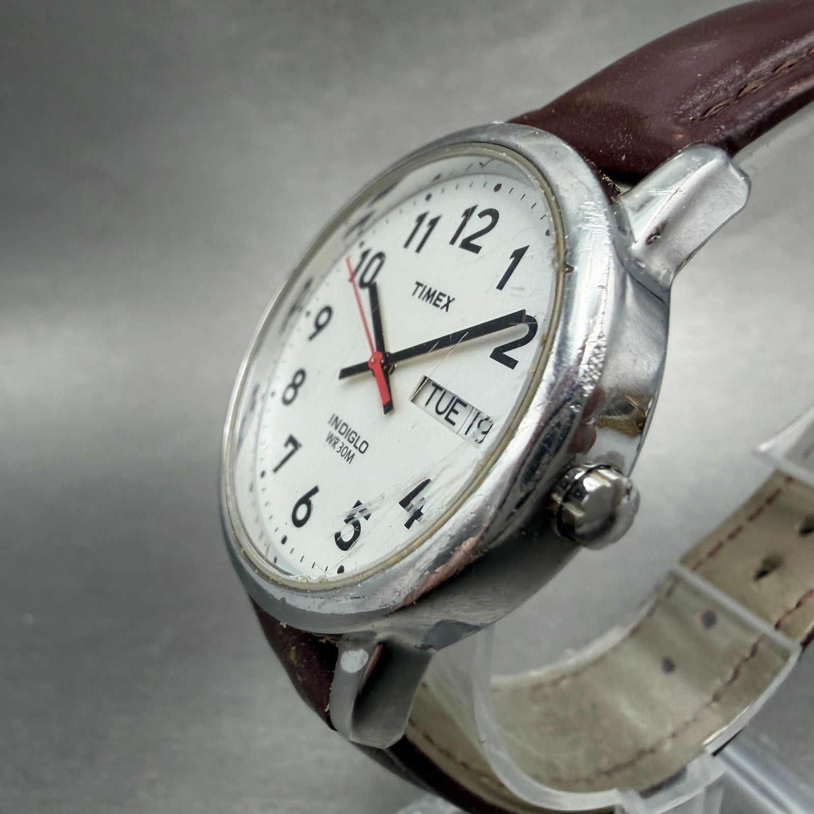 Timex Easy Reader Watch Men 35mm Silver Dial Silver Tone Daydate T20041 New Batt2
