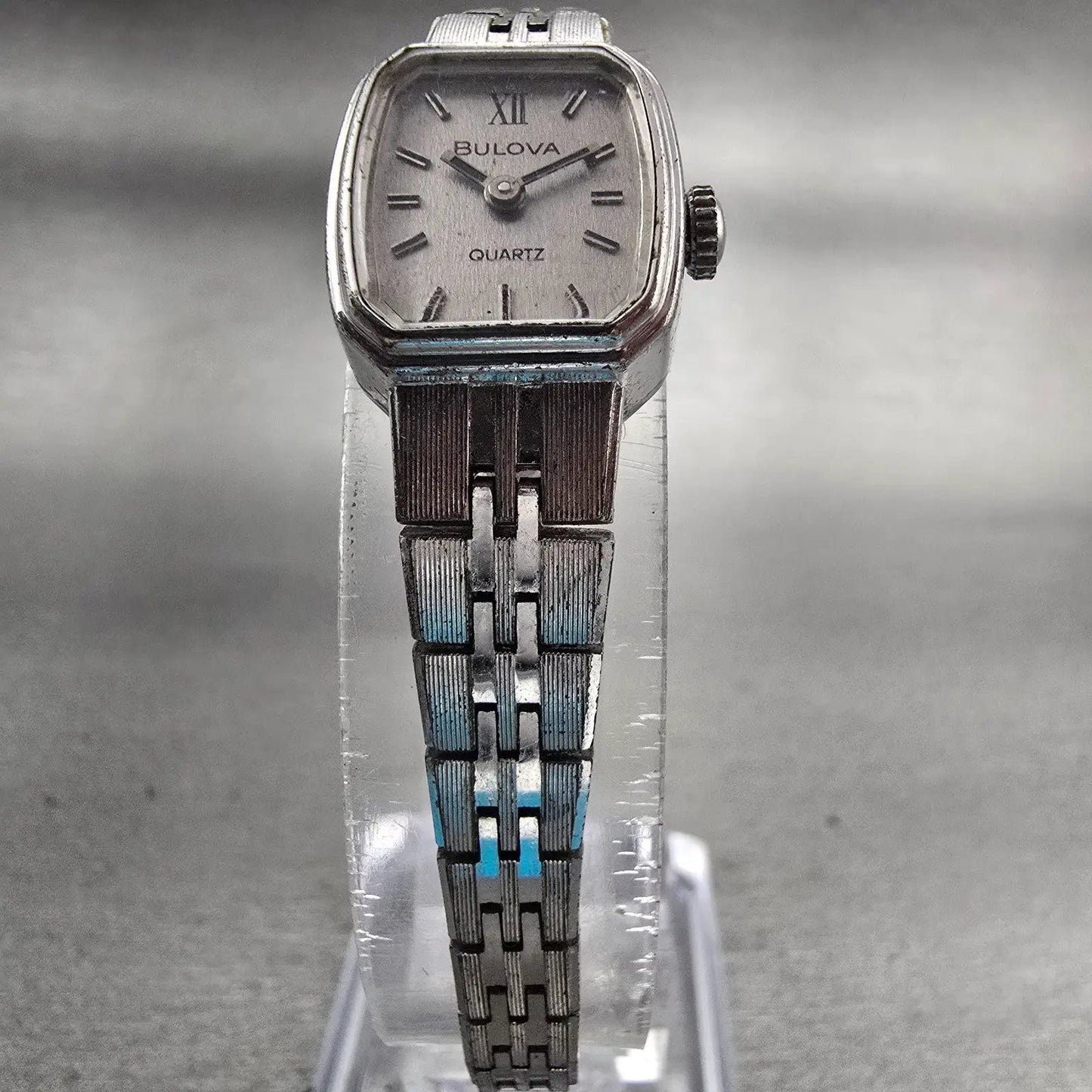 Bulova Watch Women 16mm Silver Dial Silver Tone Rectangle Vintage New Battery5