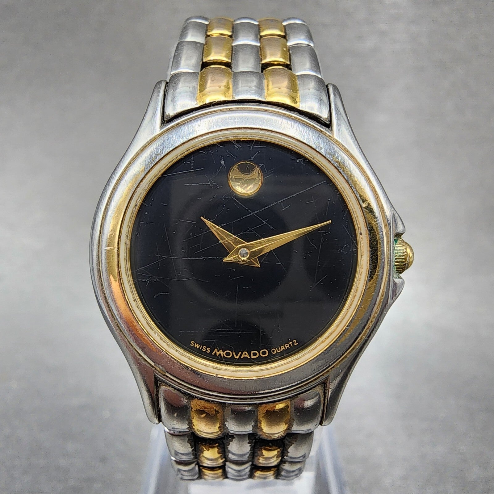 Movado Museum Watch Women 26mm Black Dial Two Tone Round 81 E4 1855 New Battery0