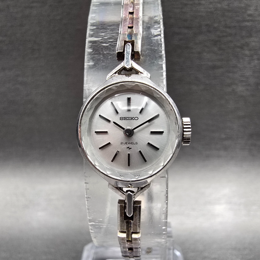 Seiko Watch Women 17mm Silver Dial Silver Tone Round 11-0250 Manual Wind Vintage0