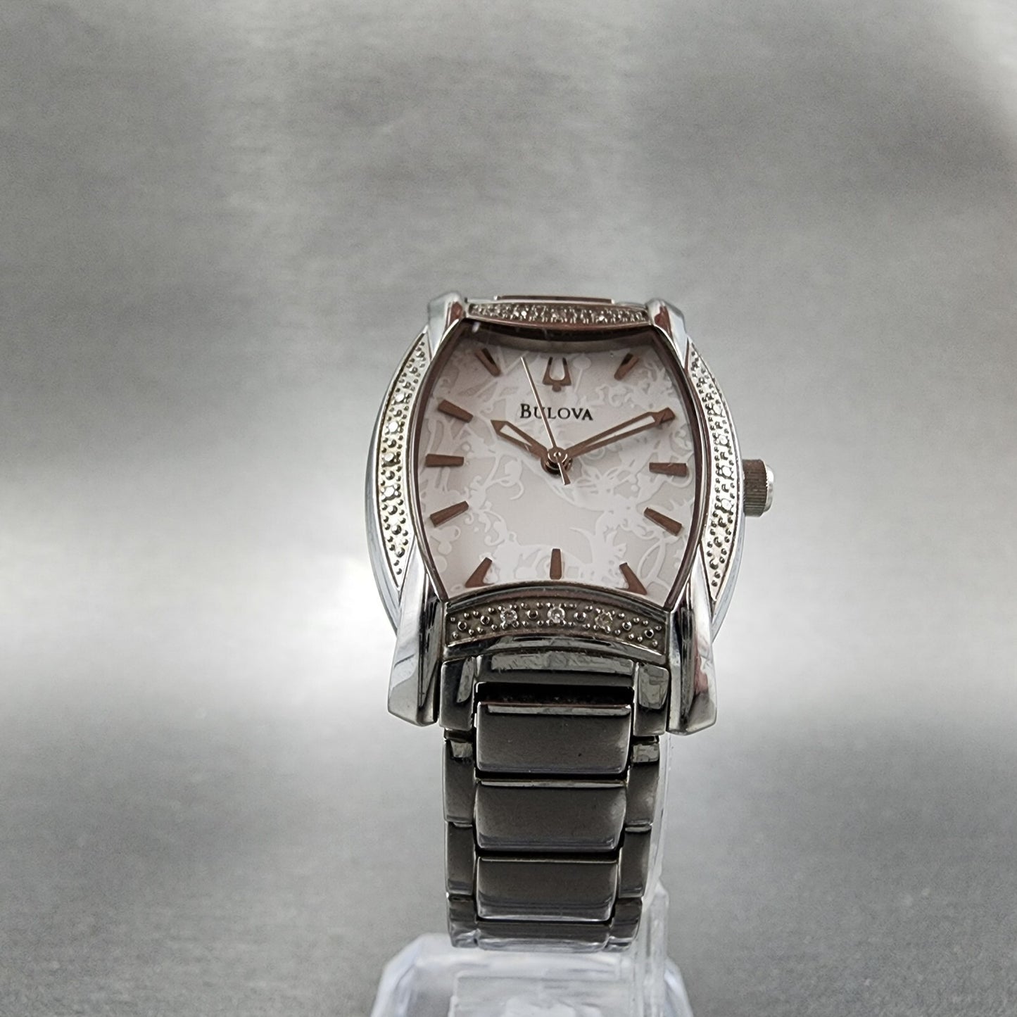 Bulova Watch Women 26mm White Dial Stainless Steel Tonneau 96R135 New Battery5