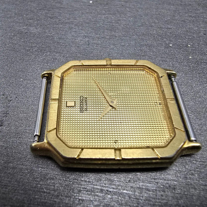 Seiko Tank Watch Men 28mm Champagne Dial Gold Tone Rectangle 9020-5320 PARTS VTG4