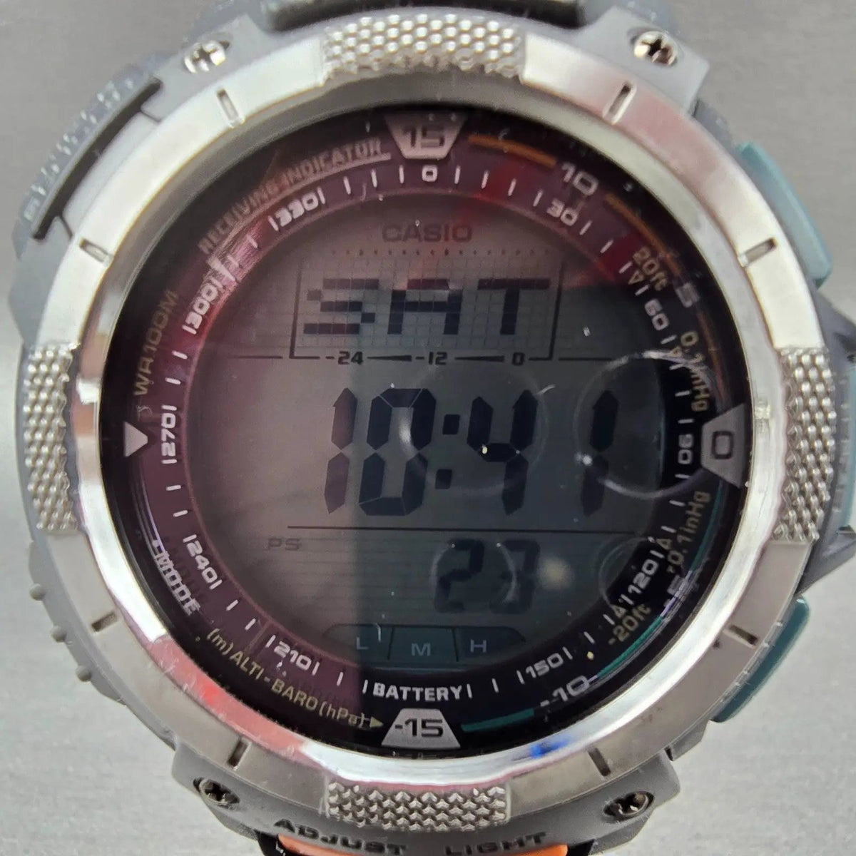 Casio Pro Trek PAW-1100 Watch Men 52mm Gray Silver Solar Triple Sensor Alarm JP1