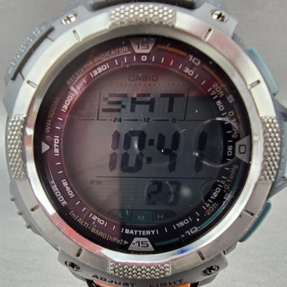 Casio Pro Trek PAW-1100 Watch Men 52mm Gray Silver Solar Triple Sensor Alarm JP1