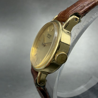 Seiko Watch Women 19mm Gold Dial Gold Tone Round 5420-0019 New Battery VTG2