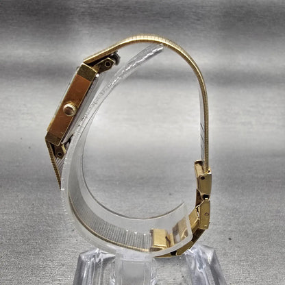 Bulova Tank Watch Women 13mm Champagne Dial Gold Tone Rectangle 92T74 NewBattery6