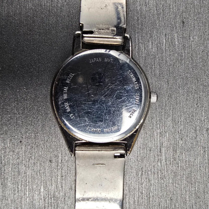 Bulova Watch Women 25mm Black Dial Silver Tone Round Bangle 96L18 New Battery 8910